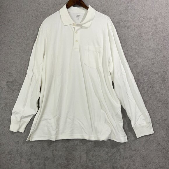 NWOT Lands' End Men's XXL Long Sleeve Polo Shirt Traditional Fit 100% Cotton - Picture 1 of 7